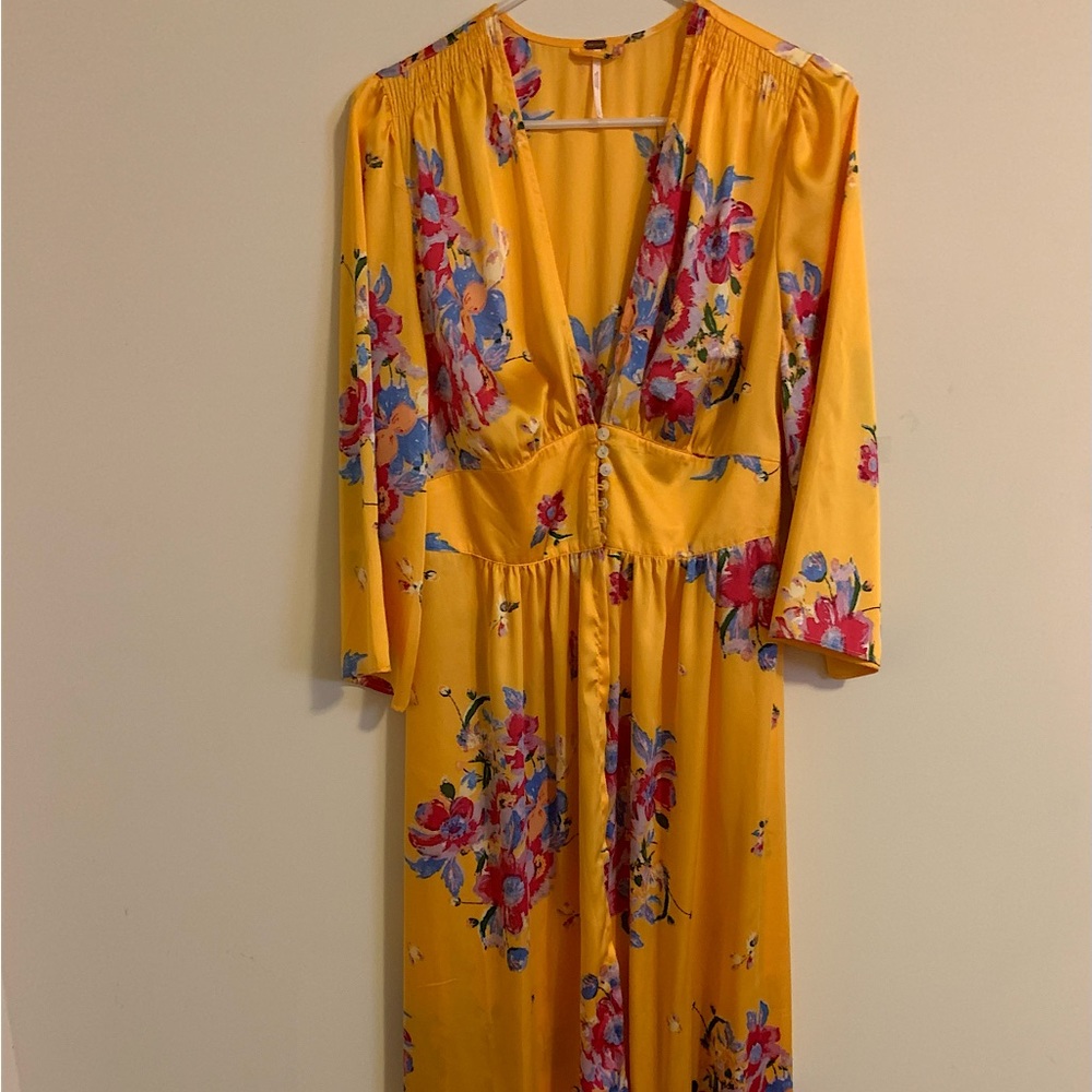 Free People Yellow Floral Maxi Wrap